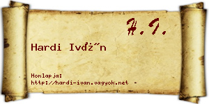 Hardi Iván névjegykártya